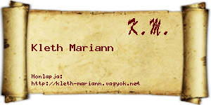 Kleth Mariann névjegykártya